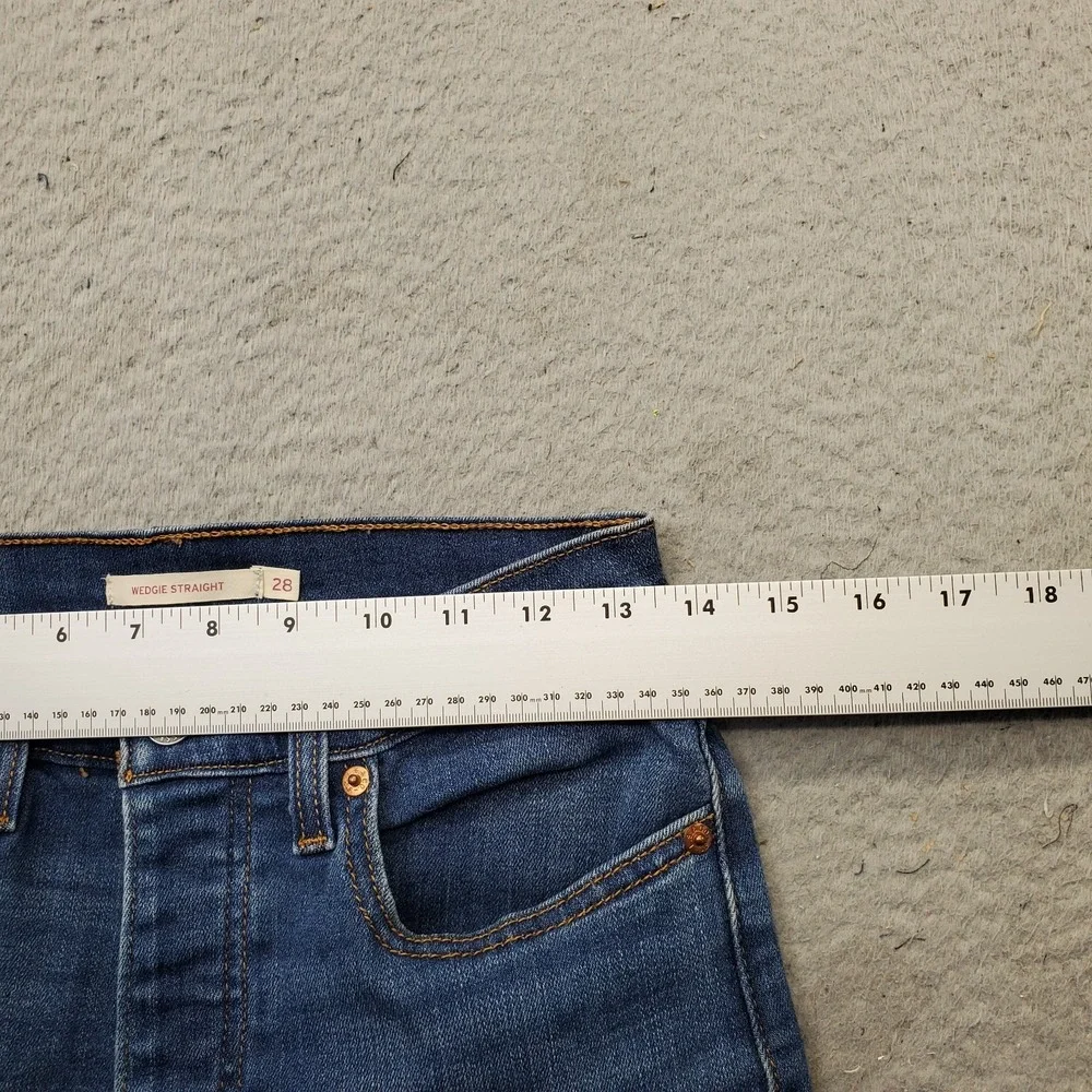 Levi's Wedgie Straight Jeans Mens 28x26 Blue Denim‎ Red Tab Button Fly 5-Pocket